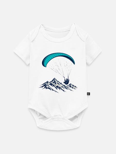 Blauer Berggipfel Paragleiten - Baby Premium Kurzarmbody - Weiß