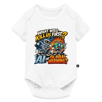 KI oder Erderwärmung – Das Weltuntergangsrennen - Baby Premium Kurzarmbody - Weiß - Vorne