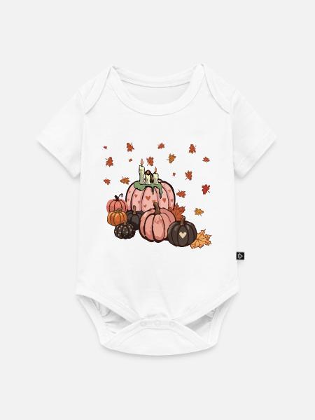 Kürbisse und Kerzen - Baby Premium Kurzarmbody - Weiß