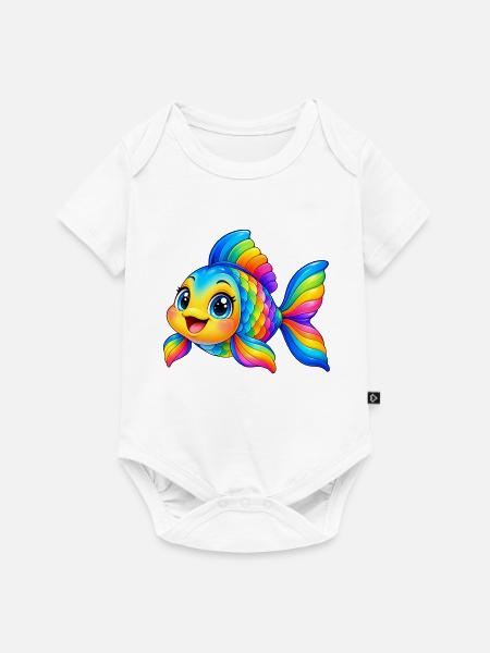 Kawaii Mehrfarbiger Fisch - Baby Premium Kurzarmbody - Weiß