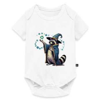 Recycling Zauberer Waschbär - Baby Premium Kurzarmbody - Weiß - Vorne