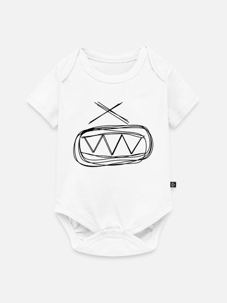 Trommel handgezeichnet - Baby Premium Kurzarmbody - Weiß
