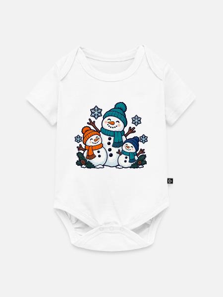 Schneemannteam – Wir bauen Winterfreude - Baby Premium Kurzarmbody - Weiß
