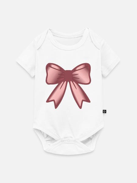 Haarschleife Schleife - Baby Premium Kurzarmbody - Weiß