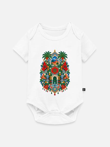 Marokko | Mosaik, Palmen & Medina - Baby Premium Kurzarmbody - Weiß