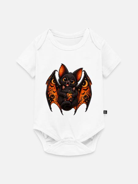 Süße Fledermaus & schwarze Katze – Halloween - Baby Premium Kurzarmbody - Weiß