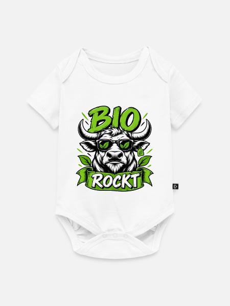 Bio Rockt – Cooles Stier Design - Baby Premium Kurzarmbody - Weiß