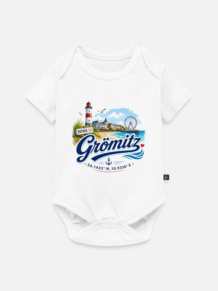 Grömitz - Ostsee - Deutschland - Riesenrad - Baby Premium Kurzarmbody - Weiß