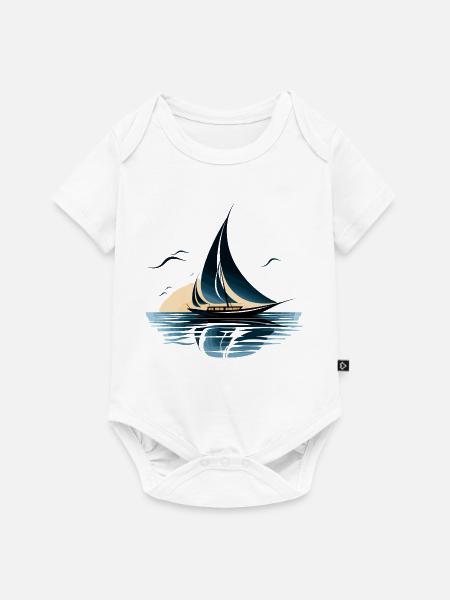 Segelboot Zeichnung - Baby Premium Kurzarmbody - Weiß