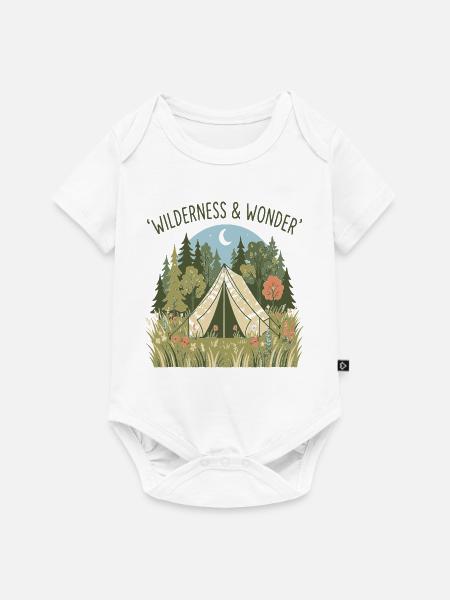 Wilderness & Wonder Zeltidylle im Wald - Baby Premium Kurzarmbody - Weiß
