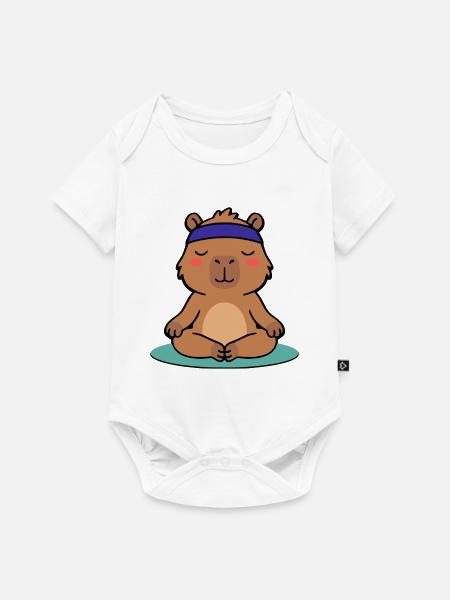 Niedliche Capybara-Yoga-Pose Meditier-Grafik - Baby Premium Kurzarmbody - Weiß