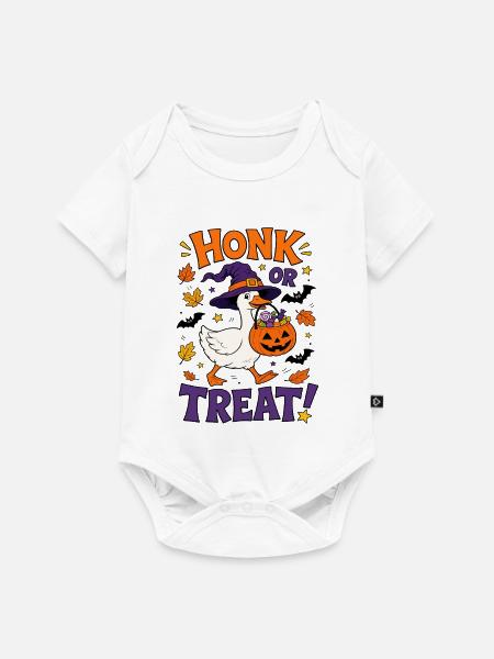 Dummer gruseliger Gänshexe Halloween-Kürbis - Baby Premium Kurzarmbody - Weiß