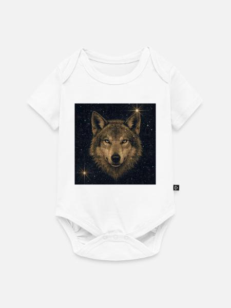 Wolf im Sternenmeer - Baby Premium Kurzarmbody - Weiß