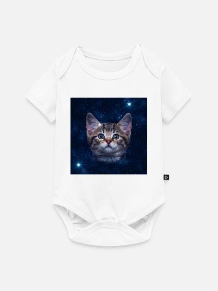 Katzenstern im Weltraum - Baby Premium Kurzarmbody - Weiß