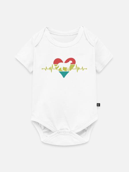 Gepard Herz Retro Style - Baby Premium Kurzarmbody - Weiß
