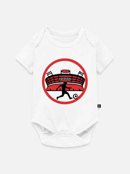 Fussballer Stadion Silhouette - Baby Premium Kurzarmbody - Weiß