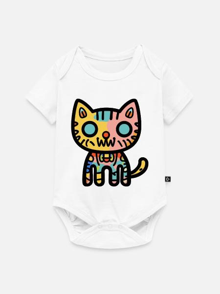 Halloween Zombie Katze Bunt - Baby Premium Kurzarmbody - Weiß