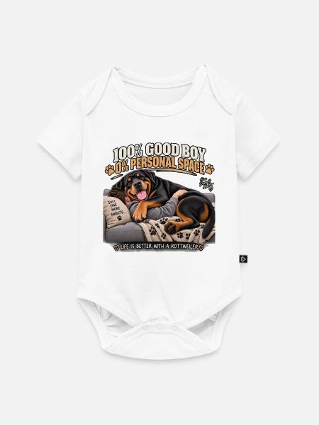 100% braver Junge, eigener Raum - Baby Premium Kurzarmbody - Weiß