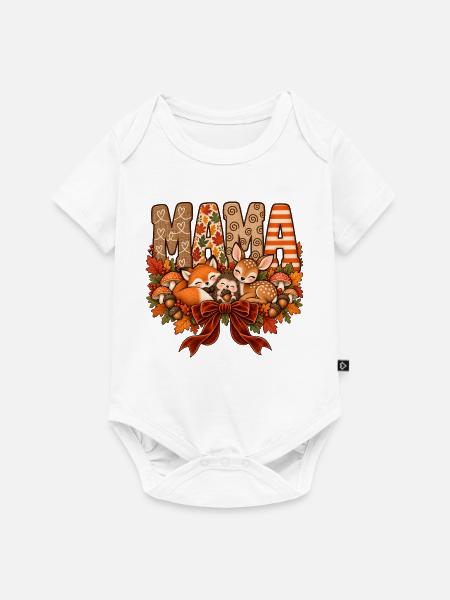 Schlafende Waldtiere Mama - Baby Premium Kurzarmbody - Weiß