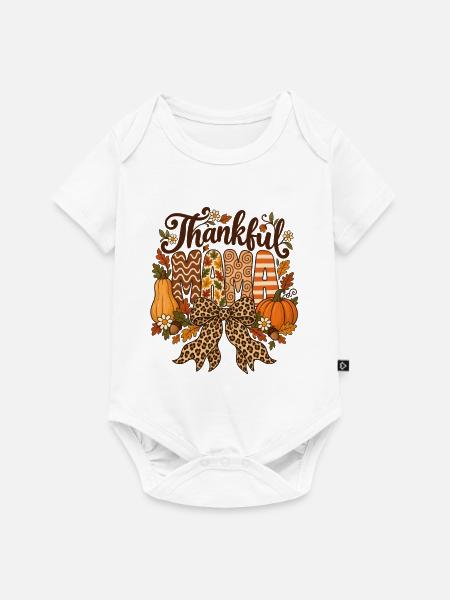 Dankbare Mama Leopard Bow Fall - Baby Premium Kurzarmbody - Weiß