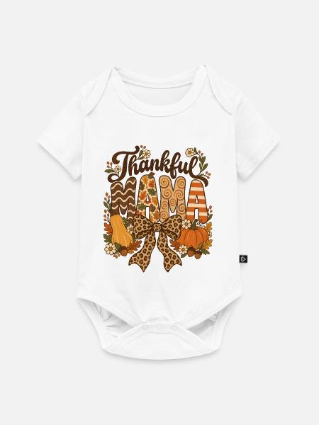 Dankbare Mama Leopard Bow Fall - Baby Premium Kurzarmbody - Weiß