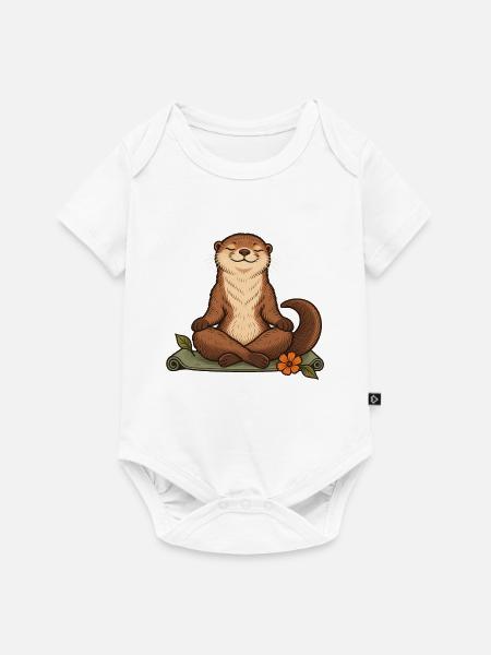 Otter beim Yoga - Baby Premium Kurzarmbody - Weiß