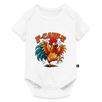 Funny F-CAW-F Crazy Rooster Retro Chicken - Baby Premium Kurzarmbody - Weiß - Vorne