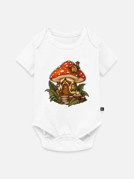Pilzteehaus – Gemütliches Waldhaus - Baby Premium Kurzarmbody - Weiß