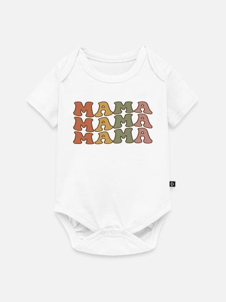 Retro Mama in warmen Tönen - Baby Premium Kurzarmbody - Weiß