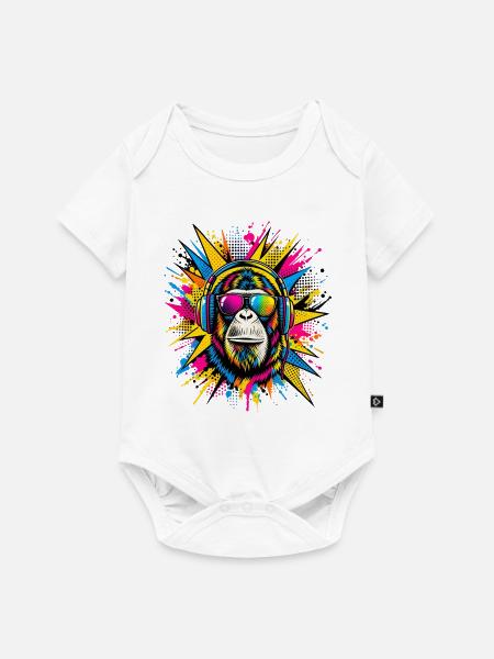 Pop Art Schimpanse - Baby Premium Kurzarmbody - Weiß