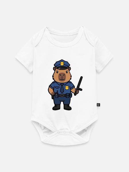 Süßer Capybara-Polizist Ästhetischer Niedlicher Nagetier - Baby Premium Kurzarmbody - Weiß