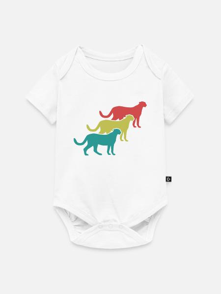 Geparden Trio Retro Style - Baby Premium Kurzarmbody - Weiß