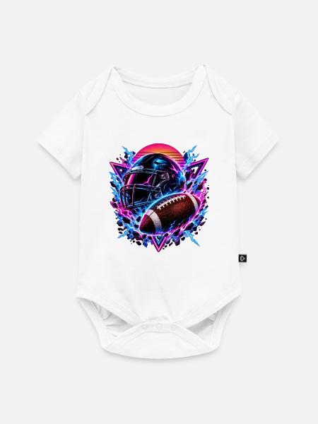 Neon Football Helm Synthwave - Baby Premium Kurzarmbody - Weiß