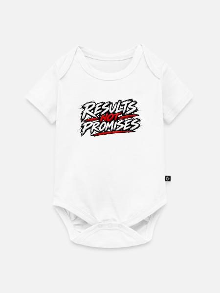 Ergebnisse, keine Versprechen – Fitnessmotivation - Baby Premium Kurzarmbody - Weiß