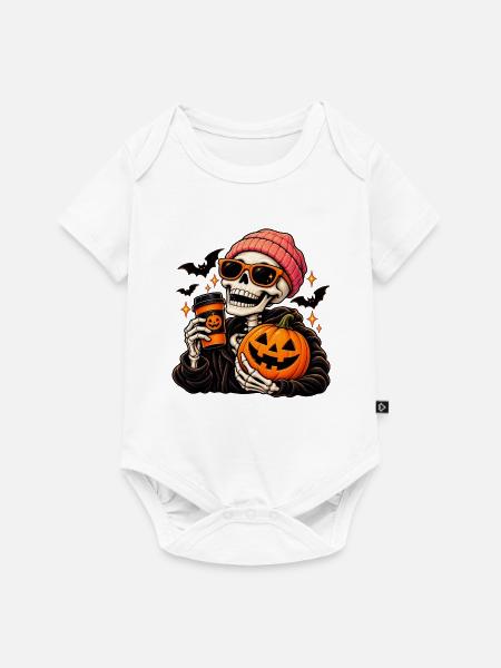 Kühler Skelett-Kürbiskaffee - Baby Premium Kurzarmbody - Weiß