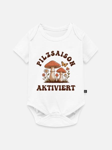 Pilzsaison Aktiv – Pilze Sammeln - Baby Premium Kurzarmbody - Weiß