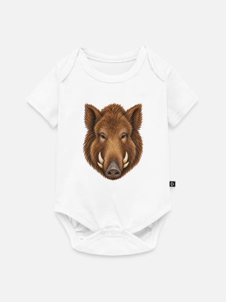 Eurofischer Wildschweinkopf - Baby Premium Kurzarmbody - Weiß