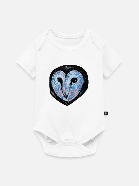 Blue Burst Owl Heart - Baby Premium Kurzarmbody - Weiß