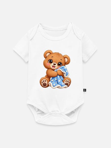 Teddybär mit Kawaii-Decke - Baby Premium Kurzarmbody - Weiß