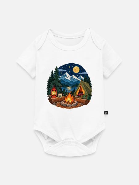 Mondnacht am Lagerfeuer - Baby Premium Kurzarmbody - Weiß