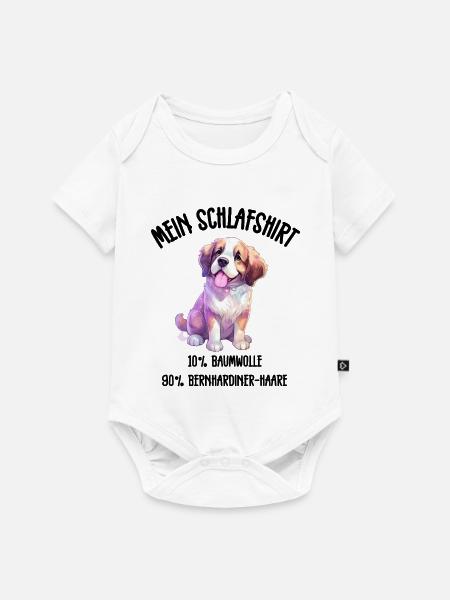 Bernhardiner Welpe Schlafshirt Bunt - Baby Premium Kurzarmbody - Weiß