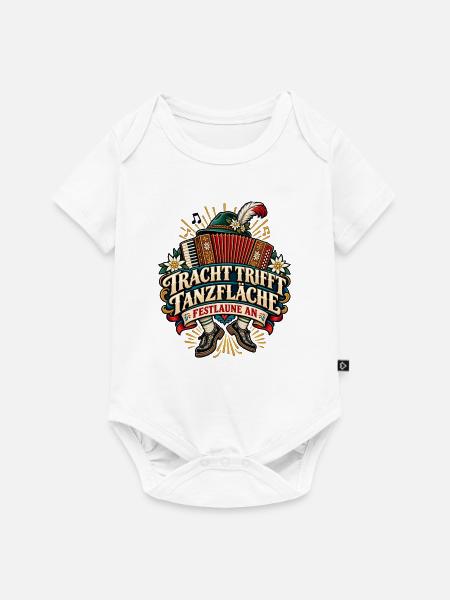 Tracht trifft Tanzfläche – Festlaune an - Baby Premium Kurzarmbody - Weiß