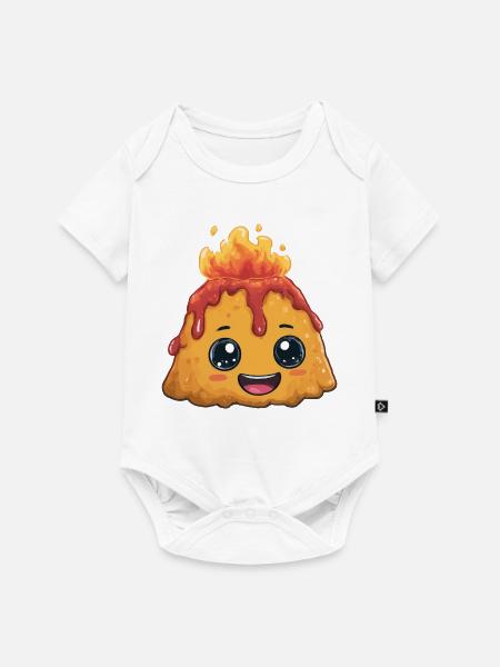 Kawaii Feuerpudding Vulkan - Baby Premium Kurzarmbody - Weiß