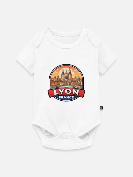 Lyon Frankreich Reiseabzeichen Fourvière-Basilika Geschenk - Baby Premium Kurzarmbody - Weiß