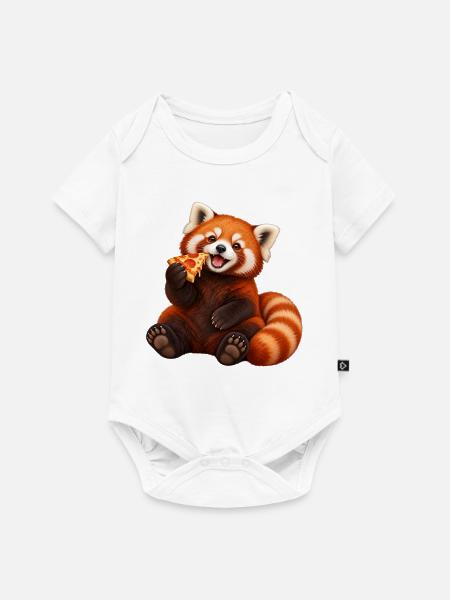 Pizza-liebender Roter Panda - Baby Premium Kurzarmbody - Weiß