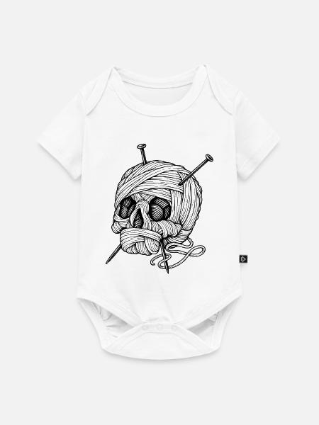 Wool Ball Skull – Gotische Strickkunst - Baby Premium Kurzarmbody - Weiß