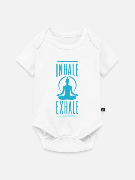 Inhale Exhale Yoga Meditation Spruch - Baby Premium Kurzarmbody - Weiß