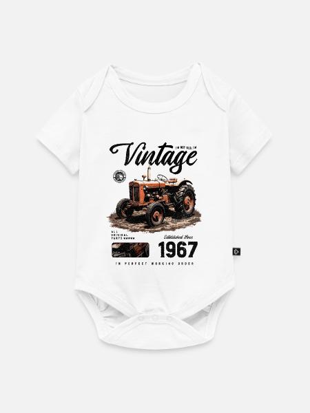 Oldtimer Traktor Bauer Geburtstag Jahrgang 1967 - Baby Premium Kurzarmbody - Weiß