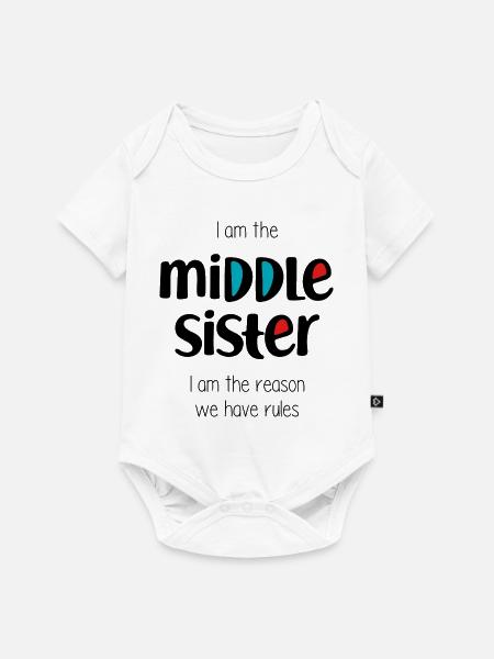 Mittlere Schwester - Baby Premium Kurzarmbody - Weiß