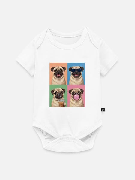 Hunde Mops Hund - Baby Premium Kurzarmbody - Weiß